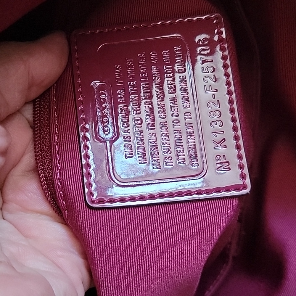 Coach signature Python Stripe Raspberry Tote - Picture 9 of 10